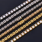 Tennis Chain Necklace Stainless Steel 6MM 3-Sided