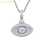 2026 New Iced Out Luxury Eye Cross Necklace Bling Cubic Zirconia Charm Tennis Chain for Men Women Hip Hop Jewelry
