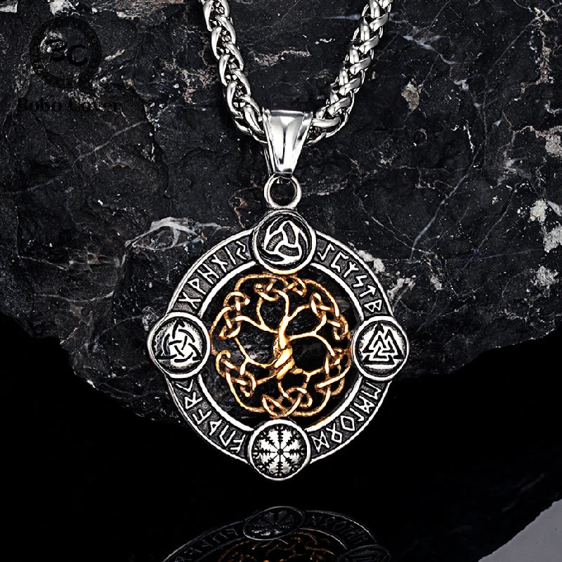 Norse Life Tree Pendant Necklace — Gold-Tone