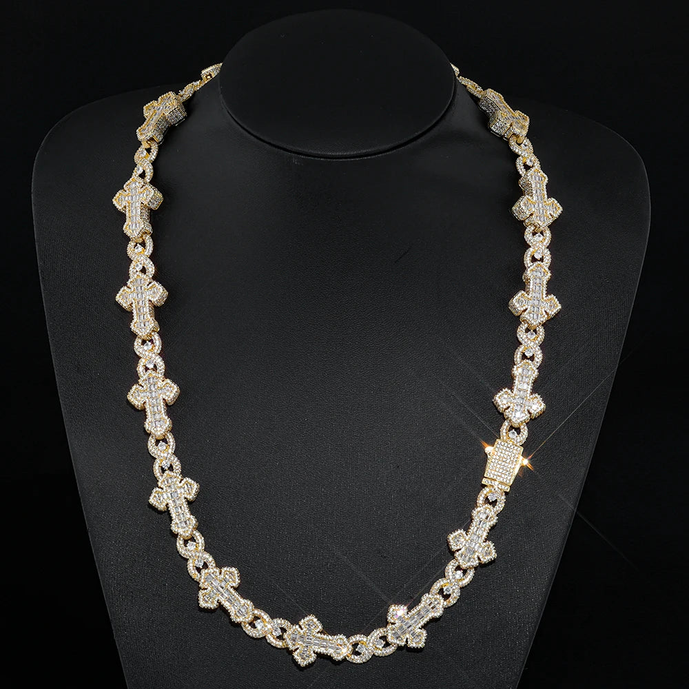 Cross Cuban Chain Necklace Iced Out Stainless Steel