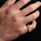 925 Silver Iced Out Cuban Ring VVS Moissanite