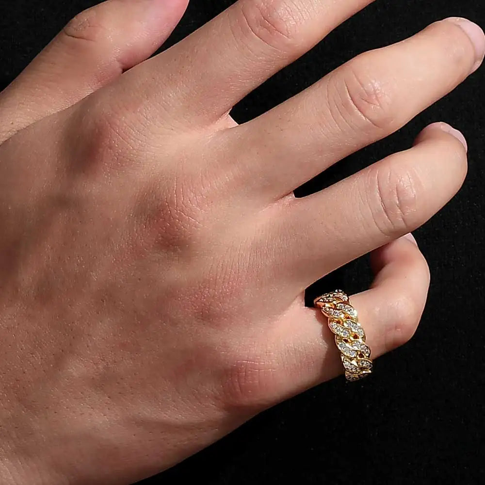925 Silver Iced Out Cuban Ring VVS Moissanite