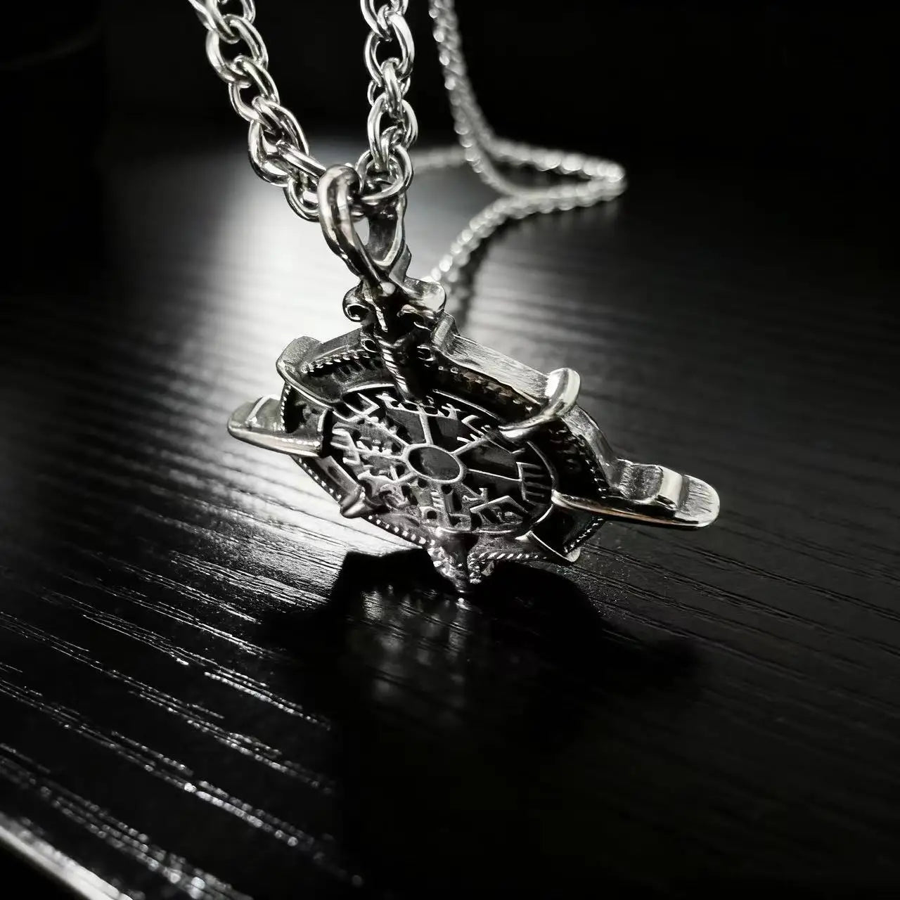 Compass Viking Steel Pendant 316L Rune Vintage