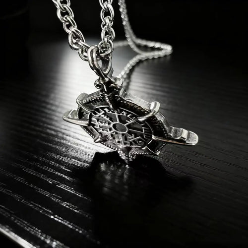 Compass Viking Steel Pendant 316L Rune Vintage