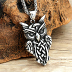 Viking Owl Stainless Steel Pendant Necklace