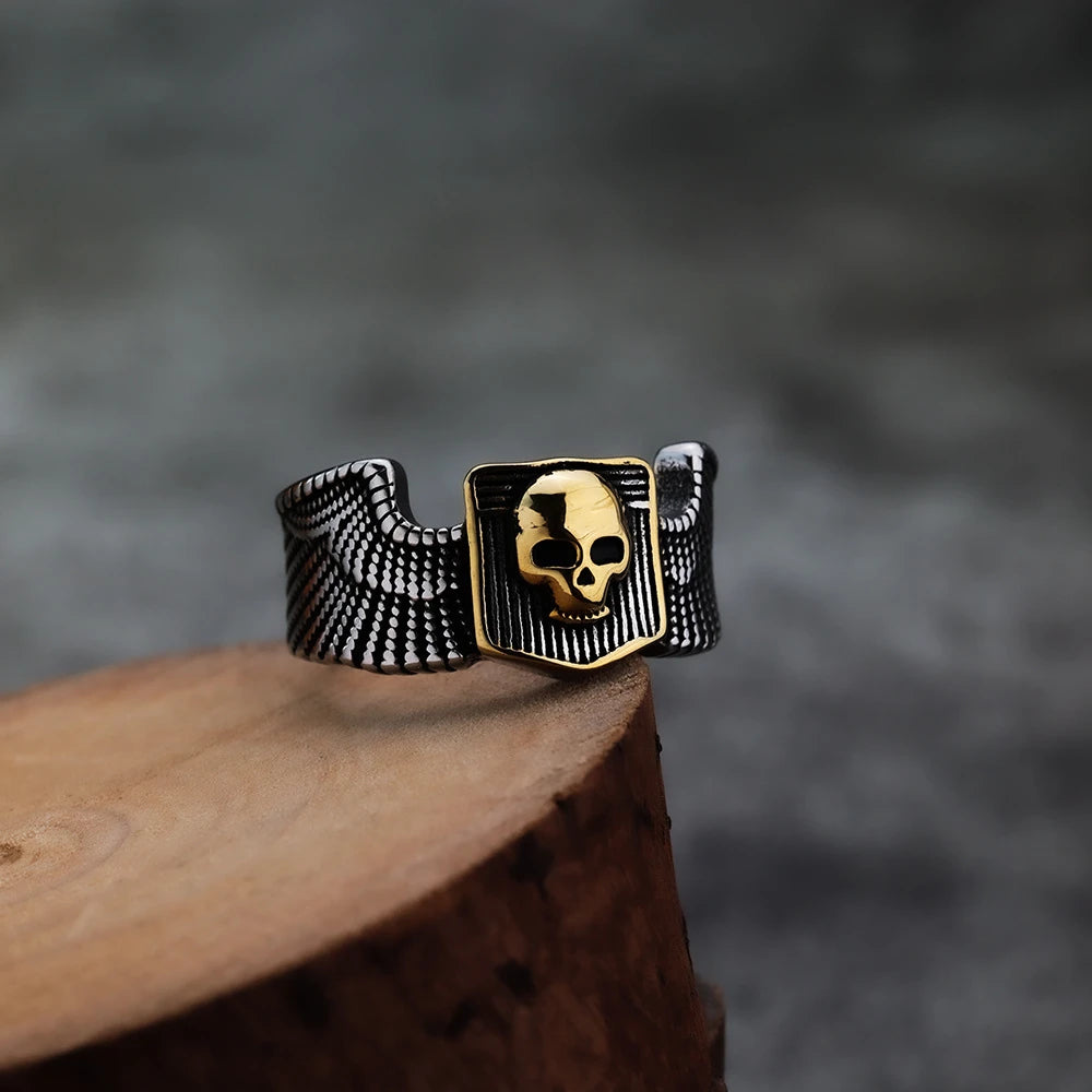 Vintage Gothic Skull Head Rings for Men Stainless Steel Wing Ring Punk Rock Motorcycle Biker Jewelry Gift Fashion