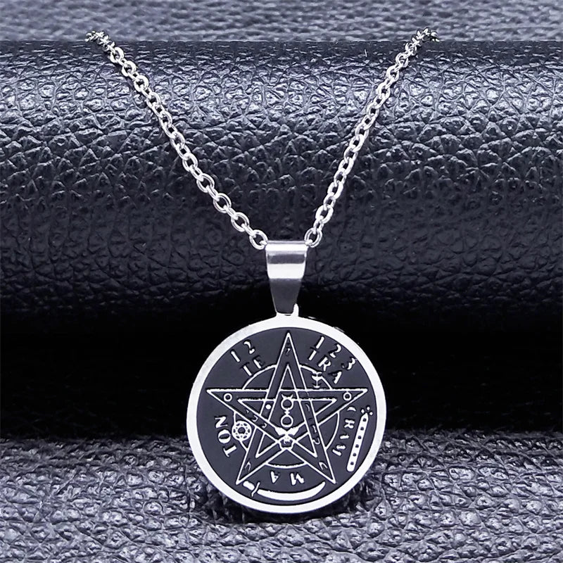 Sigil Lucifer Enamel Pendant Necklace — Stainless Steel