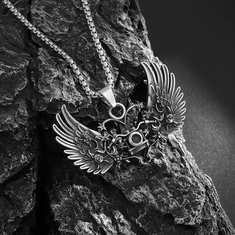 Retro Domineering Ouroboros Wrapped Around The Tree of Life Pendant Necklace Men's Personalized Punk Cool Casual