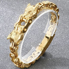 Double Wolf Head Link Chain Bracelet for Man 316L Stainless Steel Biker Charm Bracelets Vintage Punk Motorcycle Viking
