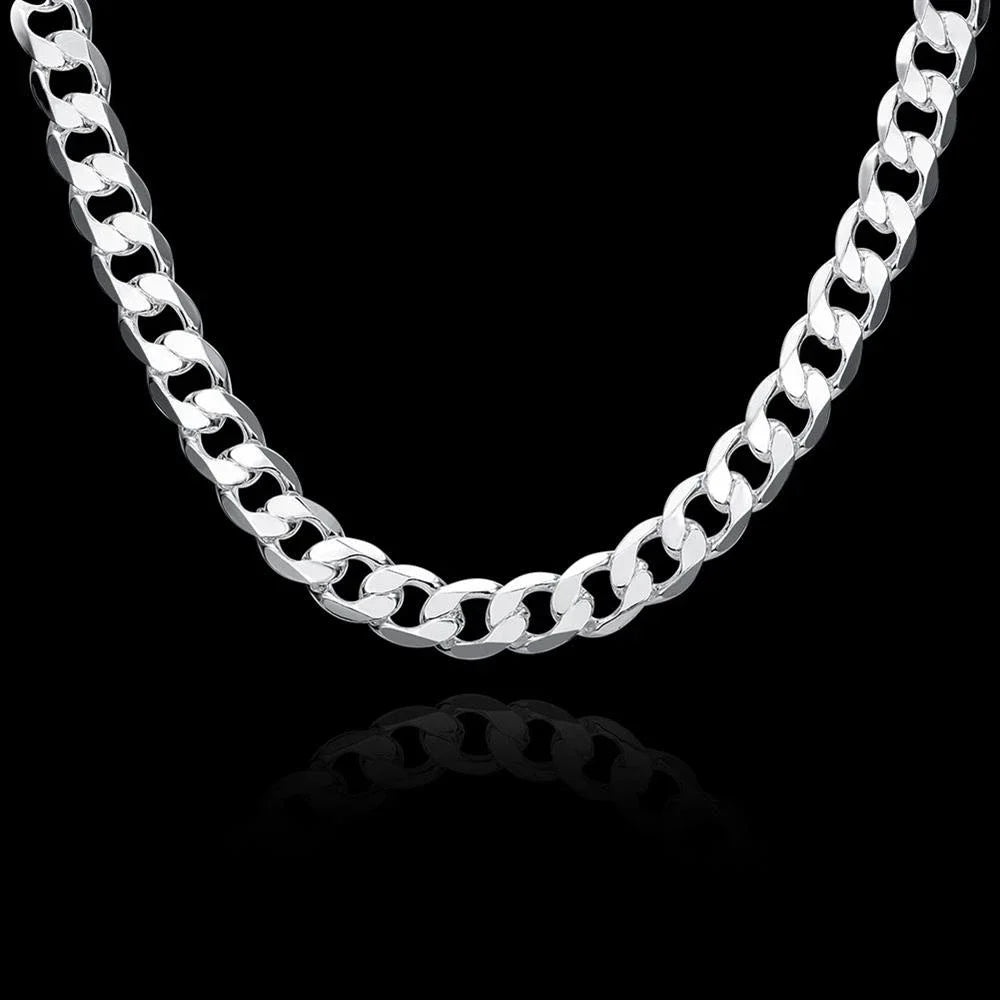 925 sterling Silver necklace for men classic 12MM chain 18-30 inch fine Fashion brand jewelry party wedding gifts Fast Ship
