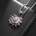 Sun Hugging Moon Round Pendant — Stainless Steel