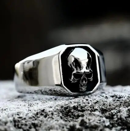 316L Nose Viking Ancient Dish Sheep Head Skull Man Ring Vintage Opening Animal Jewelry with wooden box