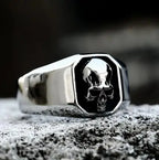 316L Nose Viking Ancient Dish Sheep Head Skull Man Ring Vintage Opening Animal Jewelry with wooden box