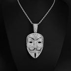 Men Women Hip Hop Large Rhinestone Mask Pendant Necklace With Twist Rope 4mm Tennis Chain HipHop Necklaces Fashion Jewelry Gift