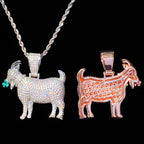 Aokaishen Iced Out Goat Grass Necklace Pendant for Men Real Gold Plated 5A Cubic Zirconia Hip Hop Jewelry