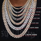 925 Silver Cuban Chain Necklace Iced Out 10-20MM