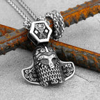 Nordic Odin Crow Skull Pendant Necklace Gothic Stainless Steel Raven Skull Compass Rune Necklace for Men Punk Jewelry