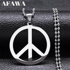 Peace Symbol Stainless Steel Chain Necklaces for Women Unisex Simple Silver Color Necklace Jewelry Women or Men Jewelry