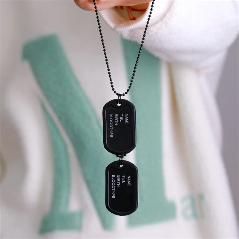 Military Dog Tag Pendant Necklace — Stainless Steel