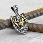 Nordic Odin Crow Skull Pendant Necklace Gothic Stainless Steel Raven Skull Compass Rune Necklace for Men Punk Jewelry
