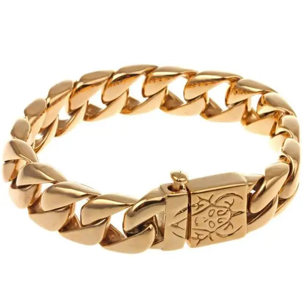 Men's Bracelets Bangles Factory Gold Color Sheep Head Bracelet For Man 316L Stainless Steel On Hand Chain Bands Hiphop