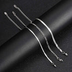 Minimal Chain Bracelet Set Silver — Stainless Steel