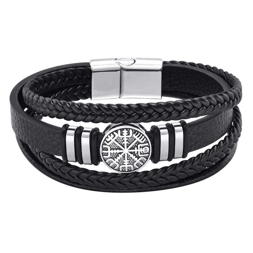 Viking Multi Layer Braided Leather Bracelet