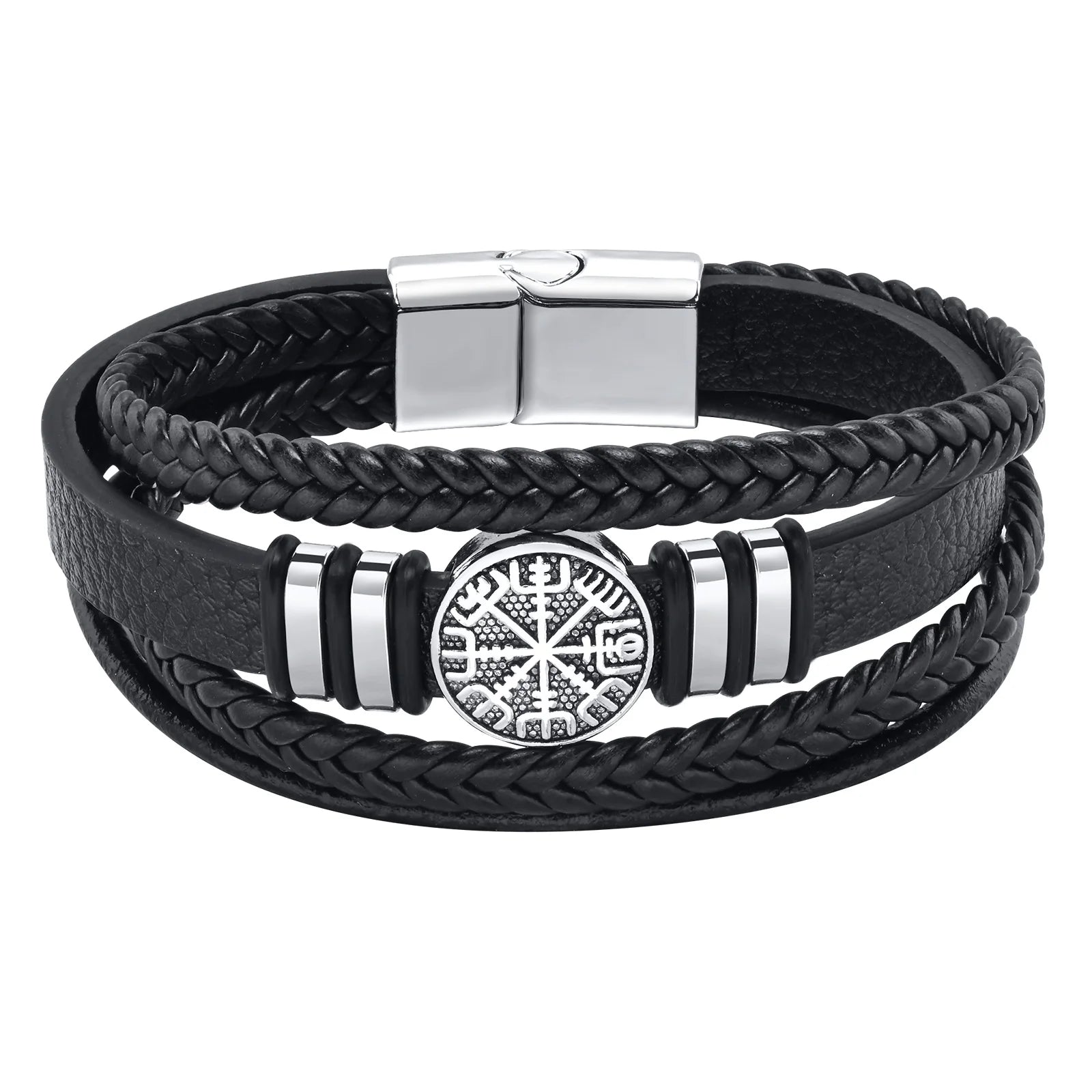 Viking Multi Layer Braided Leather Bracelet