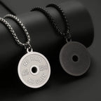 1PC  ING Fadeless Stainless Steel Round Dumbbell Pendant Necklace for Men NO PAIN NO GAIN Fitness Necklace Man Spiritual Jewelry