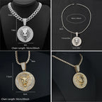 Hip Hop Big Lion Head Pendant Necklace Cuban Chain Necklace For Women Men Iced Out Full Rhinestone Necklace Jewelry