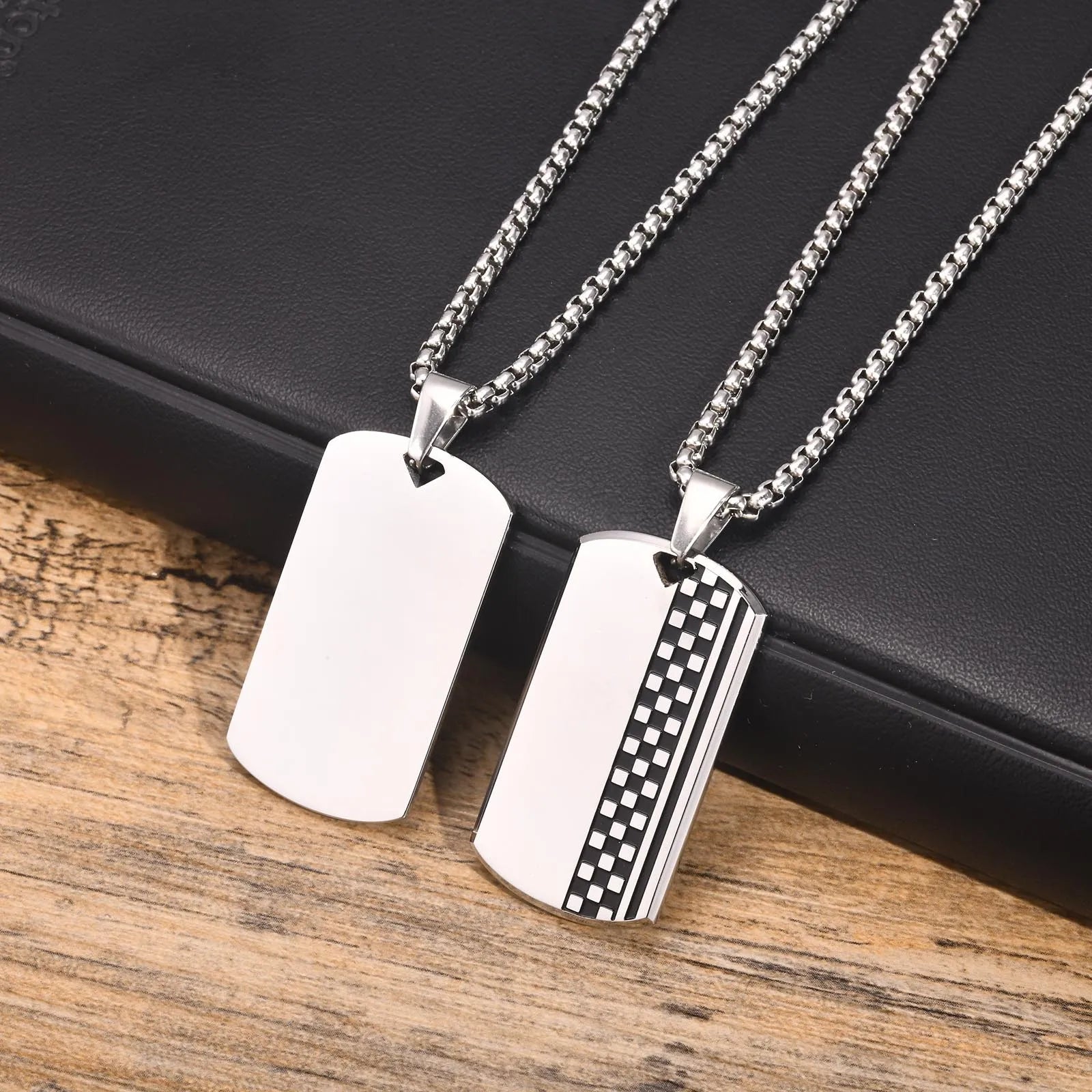 Dog Tag Pendant Necklace — Stainless Steel