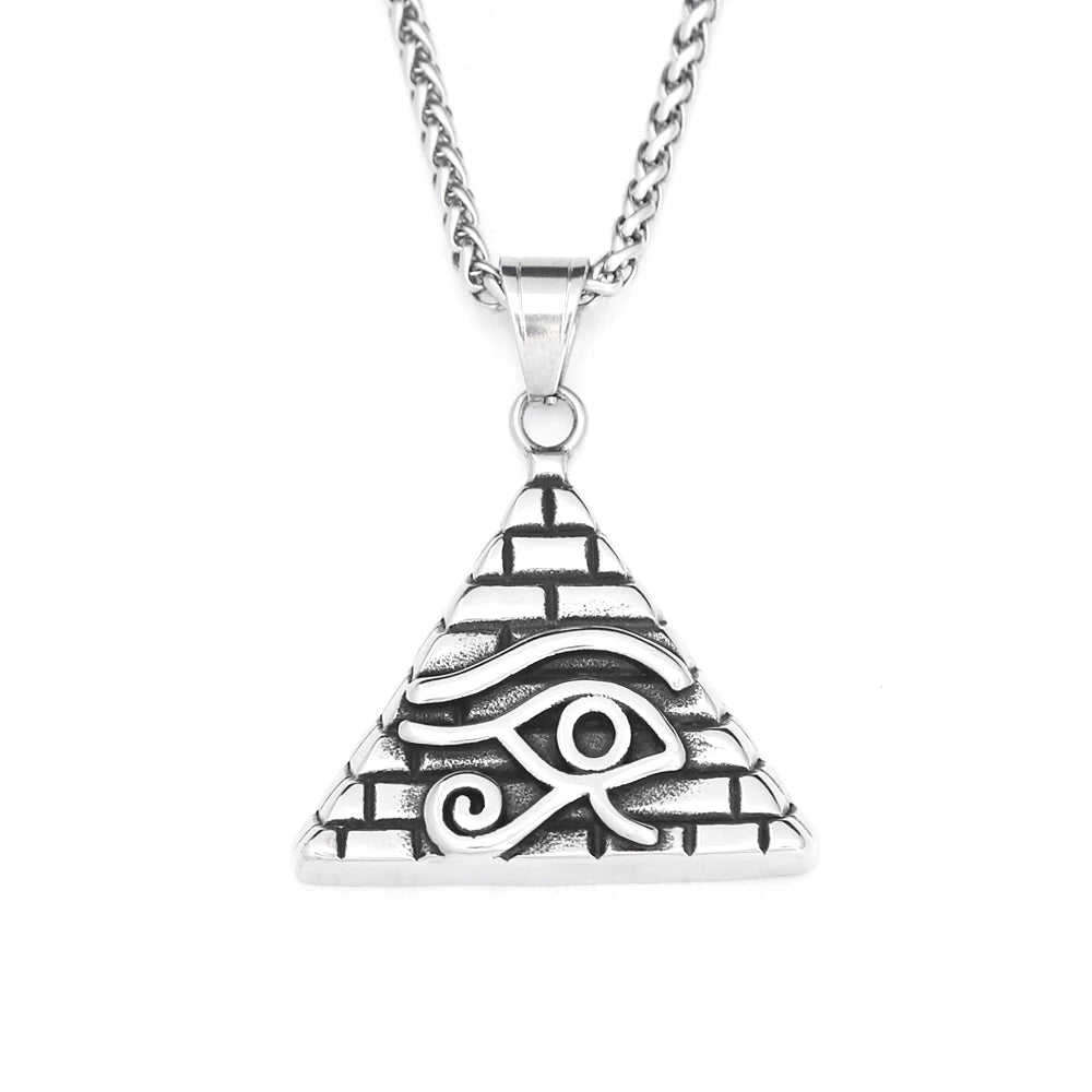 Eye of Horus Pyramid Pendant — Stainless Steel