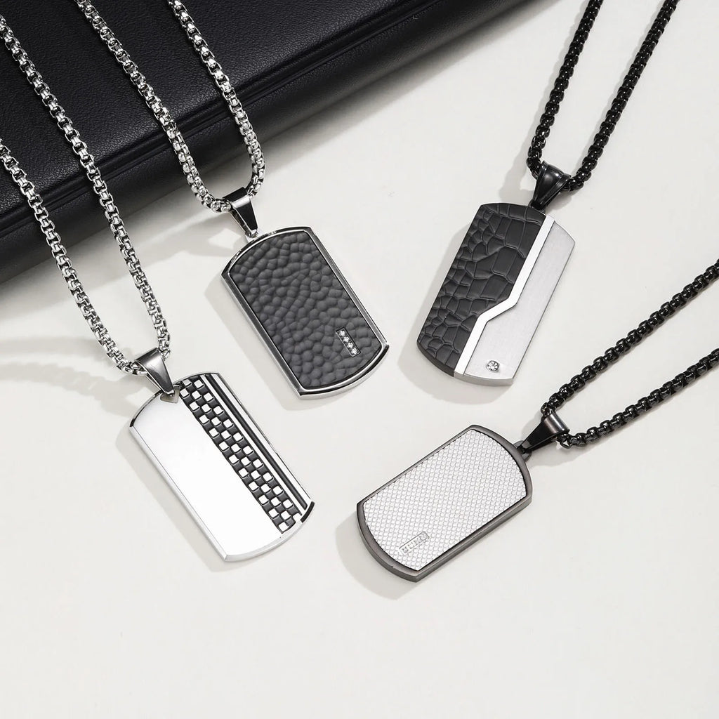 Dog Tag Pendant Necklace — Stainless Steel