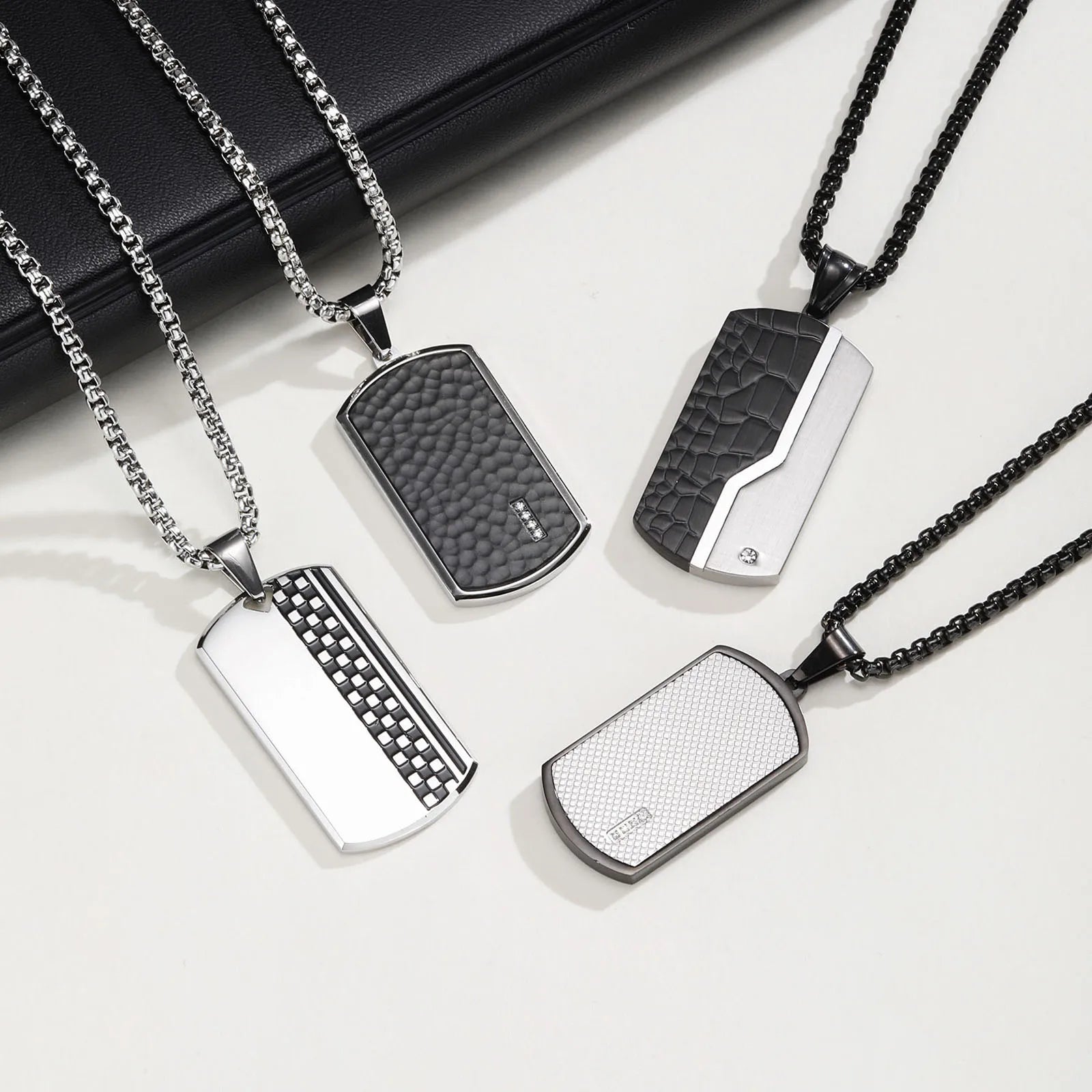 Dog Tag Pendant Necklace — Stainless Steel