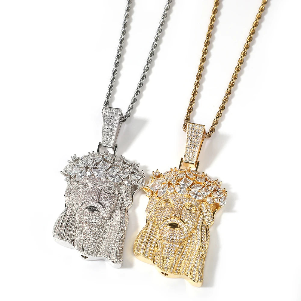 UWIN Big Religious Jesus Pendant Necklace Full Iced Out Cubic Zircon Pendant Charms Fashion Hip Hop Jewelry for Men