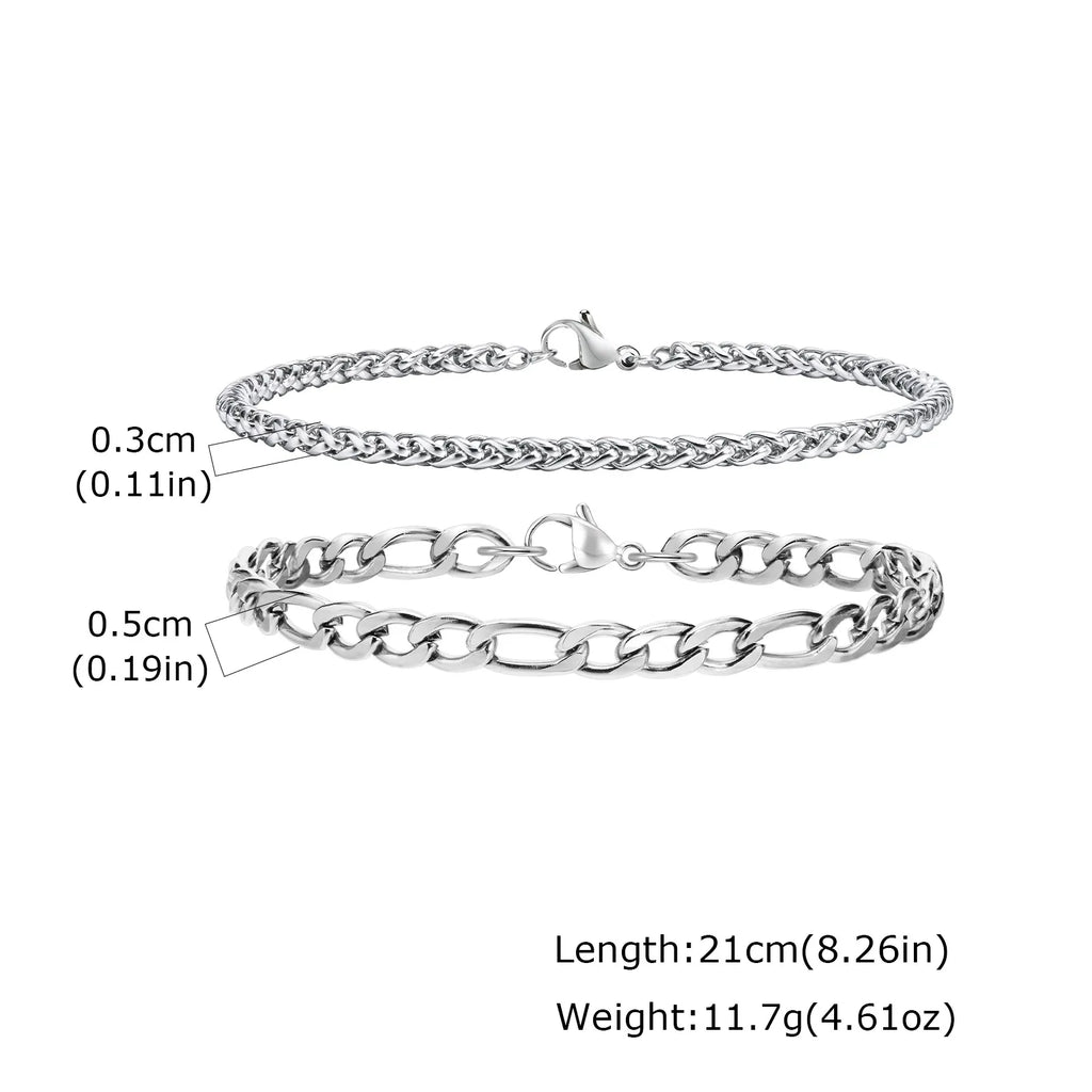 2/3pcs Stainless Steel Cross Cuban Bracelets for Men Waterproof Non Fading Twist Chain Bracelet Simple Fashion Jewelry