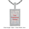 Iced Out Rectangle Photo Pendant Necklace