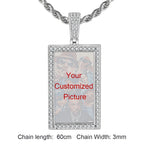 Iced Out Rectangle Photo Pendant Necklace