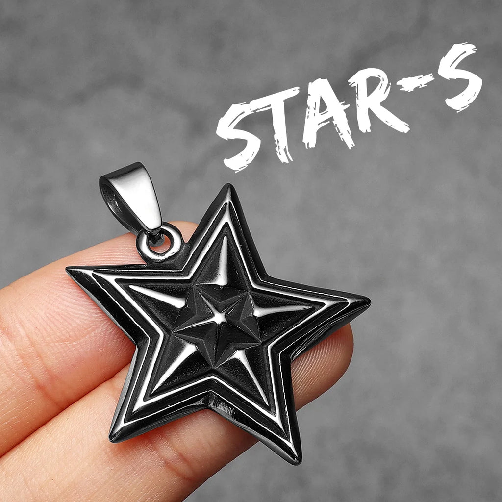Star Pentagram Pendant Necklace Stainless Steel