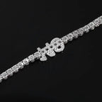 Initial Letter Tennis Bracelet — Iced Out Silver-Tone, 3mm