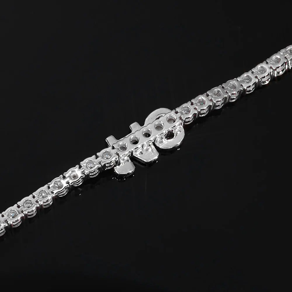 Initial Letter Tennis Bracelet — Iced Out Silver-Tone, 3mm