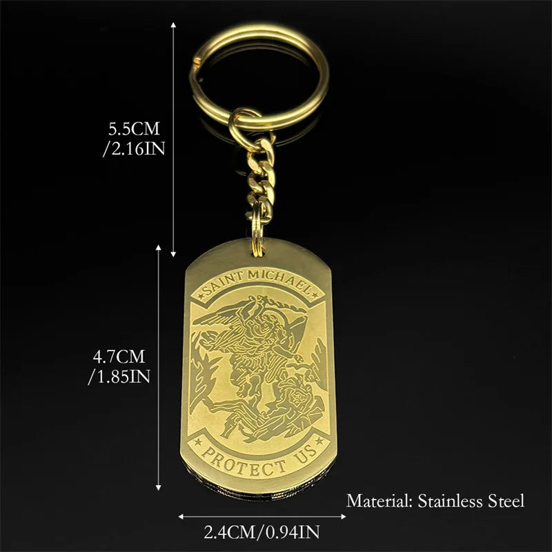 Key Gold Pendant Saint Michael Protect Archangel
