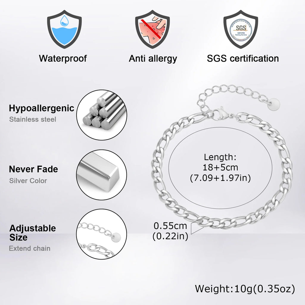 Figaro Chain Bracelet 5.5mm — Stainless Steel