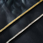 Hip Hop Iced Out Cubic Zircon 3mm Tennis Bracelet And Necklace Set Women Men Link Chain Jewelry Gold 5A CZ Silver