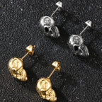 TrustyLan Solid Stainless Steel Women's Earrings Woman Man Punk Rock Skeleton Jewelry Gothic Skull Head Stud Earrings