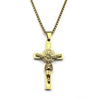 Saint Benedict Jesus Crucifix Chain Necklace — Stainless Steel