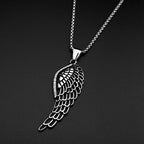 Simple Retor Angel Wing Chain For Women Men Stainless Steel Silver Color Grain Gothic Fashion Daily Wear Necklace