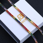 Gold Rainbow Tennis Necklace Iced Out 4MM 18K