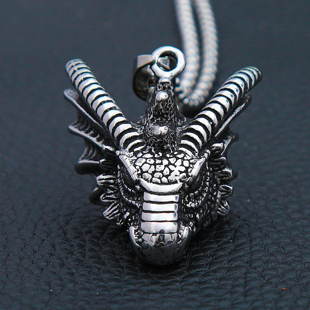 Viking Dragon Biker Pendant — Stainless