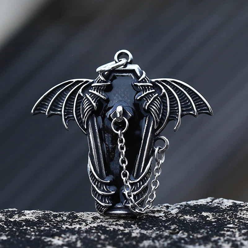 Gothic Bat Stainless Steel Pendant Necklace